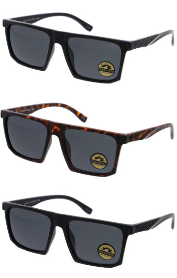 Polarized Textured Arm Square Horn Rimmed Wholesale Sunglasses