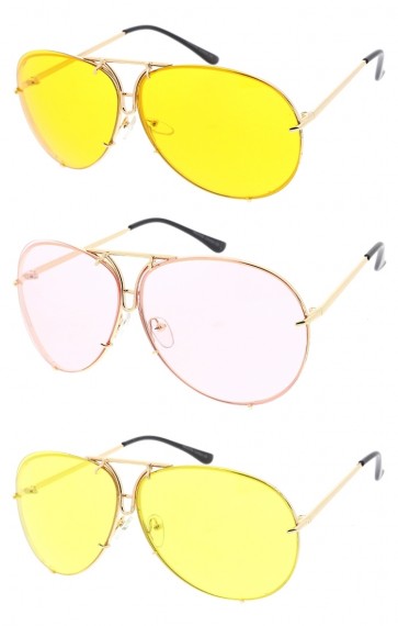 Oversize Gold Aviator Color Tinted Lens Wholesale Sunglasses