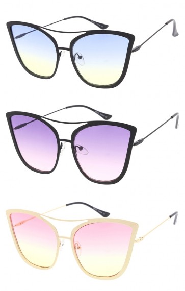 Oversize Women's Cat Eye Color Tinted Lens Wholesale Sunglasses
