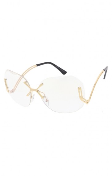Women's X Bridge Clear Lens Rimless Oversize Wholesale Sunglasses