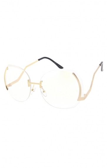 Women's Modern Clear Lens Rimless Oversize Wholesale Sunglasses