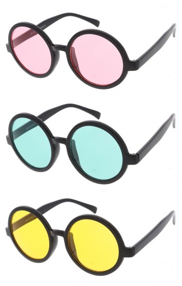 Women's Oversize Thick Round Frame Color Tinted Lens Wholesale Sunglasses