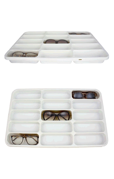 Sunglasses Display 15-Slot Tray Plastic (White) 