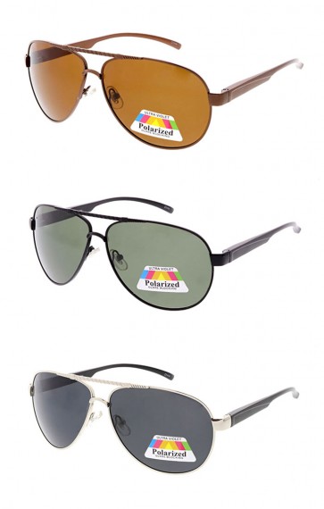 Polarized Aviator With Etched Brow Bar Wholesale Sunglasses