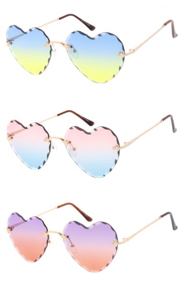 Diamond Cut Heart Shaped Colorful Wholesale Sunglasses (Limited Release)