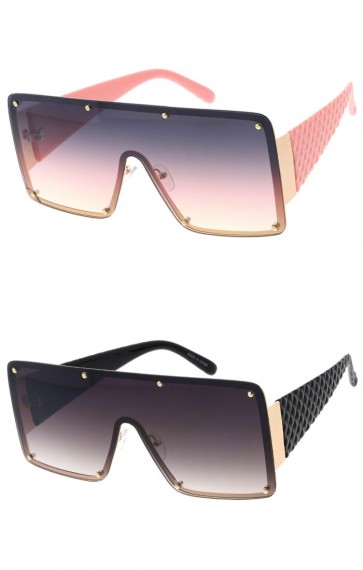 Premium Large Square Metal Shield Fashion Wholesale Sunglasses (Limited Release)