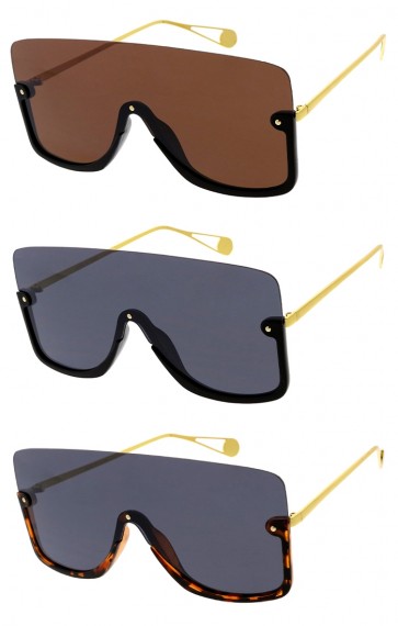 Large Mono Lens Under Frame Large Shield Wholesale Sunglasses (Limited Restock)