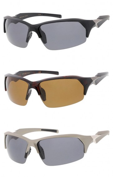 Semi Rimless TR-90 Sports Wrap Wholesale Sunglasses Neutral Colored Polarized Lens