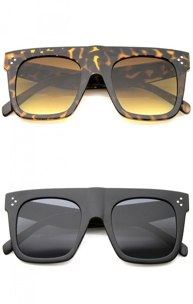 Designer Fashion Sunglasses Square Flat Horn Rim Metal/Plastic Frame