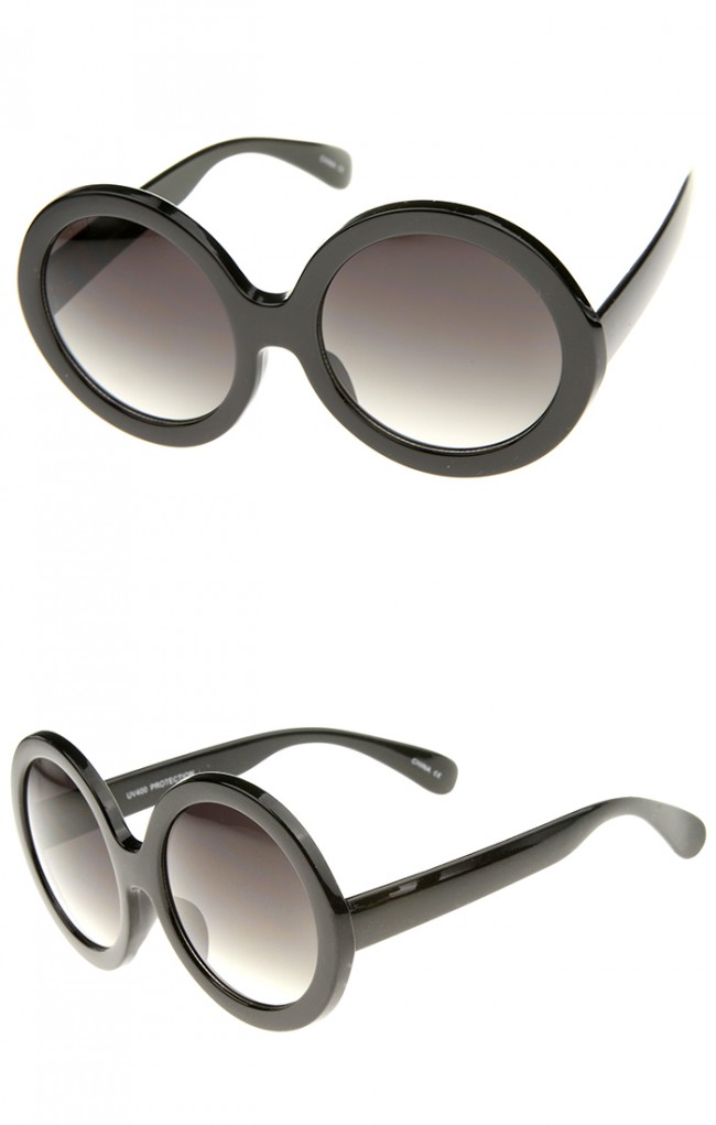 Retro Chunky Frame Tinted Lens Oversize Round Sunglasses 53mm