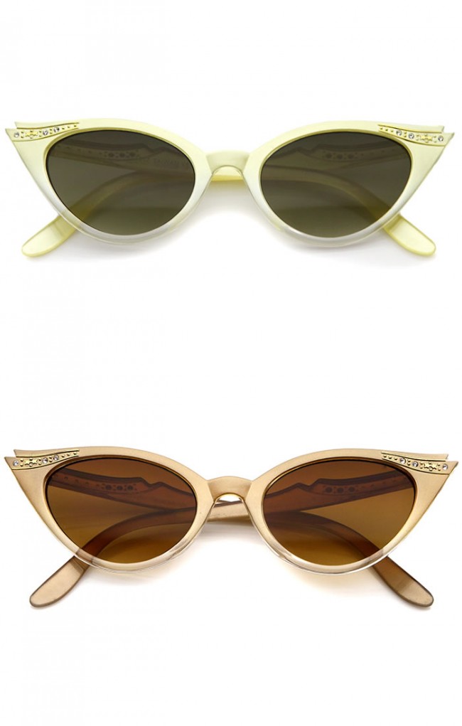 Women's Retro Rhinestone Embellished Cat Eye Sunglasses 51mm