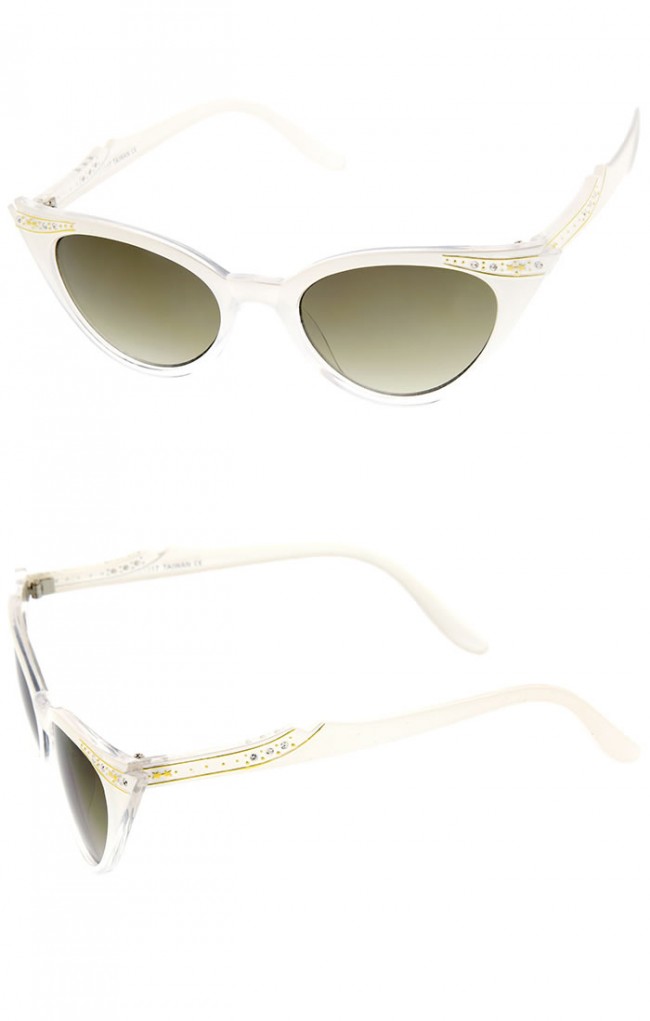 Women's Retro Rhinestone Embellished Cat Eye Sunglasses 51mm
