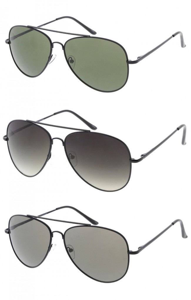 black frame aviators