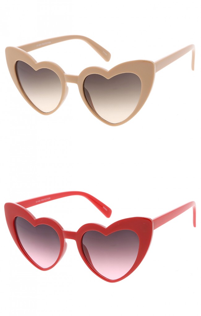 Plastic Heart Gradient Lens Womens Wholesale Sunglasses