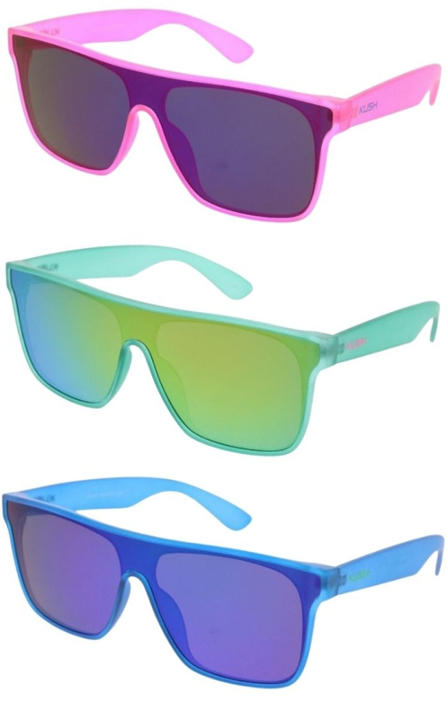 KUSH Neon Color Square Shield Wholesale Sunglasses
