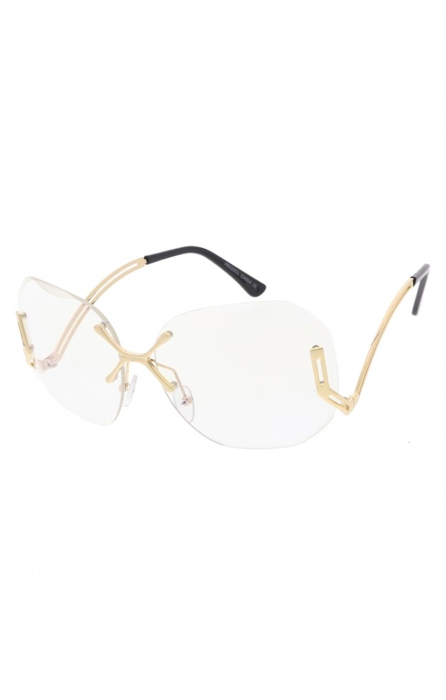 rimless glasses with clear bridge