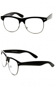 Retro Classic Half Frame Clear Lens Horn Rimmed Eyeglasses