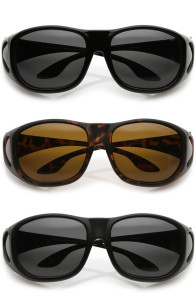 Oversize Side Covers Tapered Arms Round Polarized Lens Goggle Sunglasses 60mm