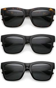 Lifestyle Super Thick Frame Arms Square Lens Horn Rimmed Sunglasses 54mm