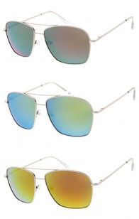 Classic Aviator Mirrored Lens Silver Metal Frame Wholesale Sunglasses