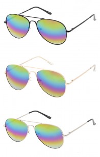 Classic Metal Tear Drop Rainbow Mirrored Lens Aviator Wholesale Sunglasses