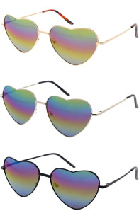 Metal Heart Shape Frame Mirrored Lens Wholesale Sunglasses