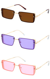 Indie Inspired Thin Metal Square Wholesale Sunglasses 56mm