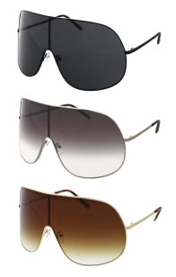 Large Oversized Metal Curved Round Aviator Shield Wholesale Sunglasses