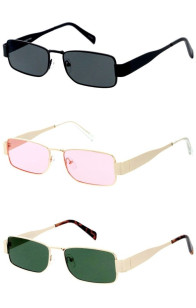 Retro Metal Tapered Arm Slim Geometric Rectangle Square Wholesale Sunglasses