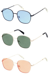 Metal Medium Frame Colorful Lens Rounded Square Wholesale Sunglasses