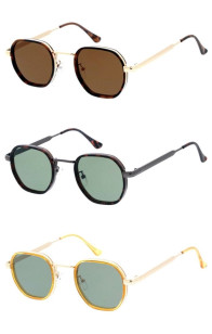 Retro Semi Metal Frame Small Neutral Lens Geometric Wholesale Sunglasses