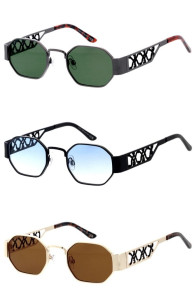 Retro Metal Frame Braided Cord Arm Detail Rectangular Geometric Wholesale Sunglasses