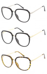 Womens Plastic Frame Aviators Blue Light Filter Clear Lens Wholesale Glasses