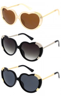 Metal Accented Heart Shaped Wholesale Sunglasses 57mm