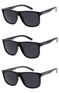Men's KUSH Matte Horn Rimmed Colored Arm Square Lens Wholesale Sunglasses