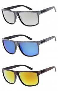 Mens KUSH Classic Horn Rimmed Wood Print Thin Plastic Wholesale Sunglasses