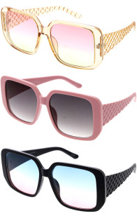 Oversized Argyle Quilted Arm Square Wholesale Sunglasses 77mm