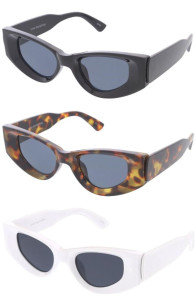 Chic Thick Rimmed Tapered Arm Plastic Frame Round Geometric Cat Eye Wholesale Sunglasses