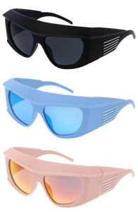 Chunky Oversized Raised Stripe Temple Accent Matte Sporty Wholesale Sunglasses