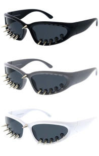 Spiky Fun Nosebridge Lens Spike Detail Sporty Novelty Wholesale Sunglasses