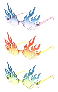 Color Pop Burning Hot Flames Oversized Rimless Fire Novelty Wholesale Sunglasses