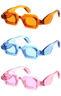 Bubble Color Pop Chunky Exaggerated Hexagon Geometric Novelty Wholesale Sunglasses