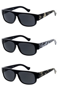 Mens Fashion Flat Top Thick Rimmed Grafitti Art Pattern Arm Square Aviator Wholesale Sunglasses
