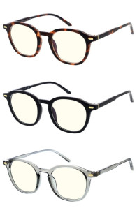Retro Tinted Clear Lens P3 Keyhole Horn Rimmed Geometric Blue Light Filter Wholesale Sunglasses