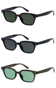 Slim Fashion Frame Metal Temple Accent Rounded Rectangular Square Wholesale Sunglasses