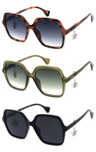 Large Hanging Flower Metal Arm Detail Square Geometric Butterfly Wholesale Sunglasses