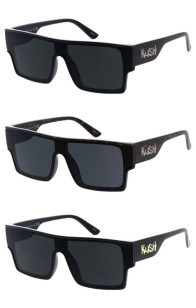 KUSH Oversized Flat Top Chunky Tapered Arm Square Aviator Shield Wholesale Sunglasses