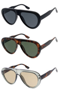 Oversized Retro Neutral Lens Thick Rimmed Triangular Geometric Aviator Wholesale Sunglasses