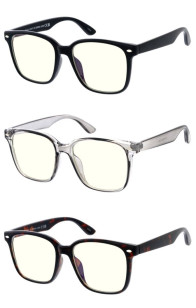 Large Tinted Clear Lens Horn Rimmed Square Blue Light Filter Wholesale Sunglasses