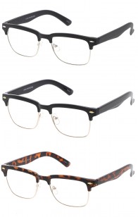 Vintage Blue Light Filtering Clear Lens Half Frame Wholesale Sunglasses